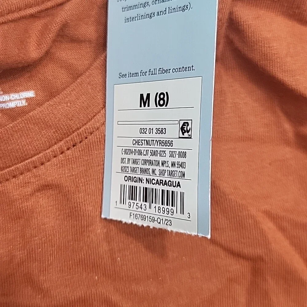Girls Long Sleeves Graphic Tee Shirt - Cat & Jack Dark Chestnut Medium Sz 8 Top